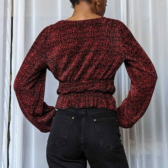 Zara Black and Red‎ Patterned Blouse - Picture 2 of 6